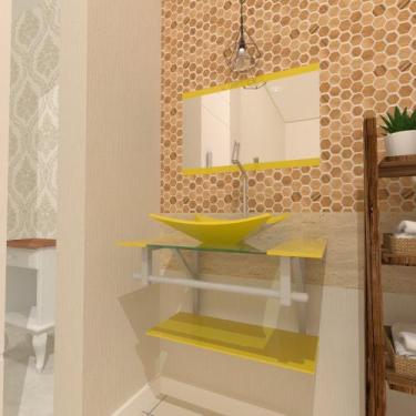 Imagem de Combo 2 em 1  Gabinete de Vidro 60cm para banheiro Cuba Retangular San