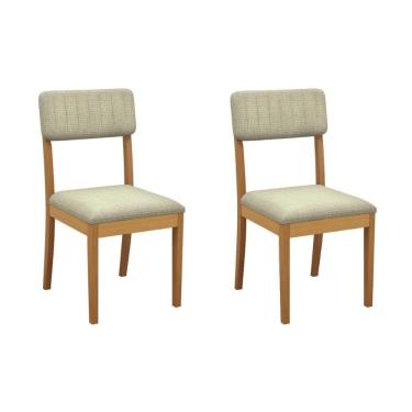 Imagem de Cadeira Jantar Telma 2CMM012CA Premium Madeira Maciça Kit 2 Un Carvalho/Linho Bege Areia Kappesberg