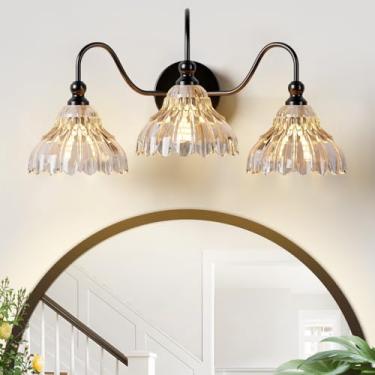 Imagem de camuucci Luminária de banheiro a bateria 10000mAh recarregável 3 luzes pretas modernas para uso interno sem fio com arandela de parede de controle remoto para espelho sala de estar quarto (lâmpadas