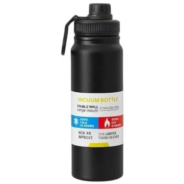 Imagem de Garrafa Térmica Inox 800ml com Alça e Bico Esportivo | Isolamento a Vácuo | Ideal para Academia, Escritório e Aventuras | Hidratação Diária (Preta)
