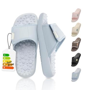 Imagem de BALLOP Mamuring Chinelos de massagem de acupressão para mulheres, sandálias deslizantes, azul-celeste, tamanho 40, largo, formal, suporte de arco, leve, 1700 nós de reflexologia