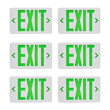 Imagem de TANLUX Placa de saída verde, luz LED de saída de emergência com bateria reserva, certificação UL, CA 120/277V, placas de saída com fio com luzes de emergência, luzes de emergência comerciais para