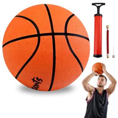 Imagem de Bola de Basquete Tamanho 7 Oficial + Bomba de Ar Portátil com Agulha | Borracha Texturizada | Quadra,Treino, Jogo e Lazer