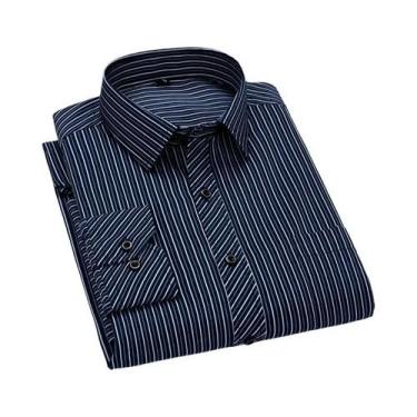 Imagem de Camisa Social Masculina Casual De Manga Longa Xadrez E Listrada Slim F