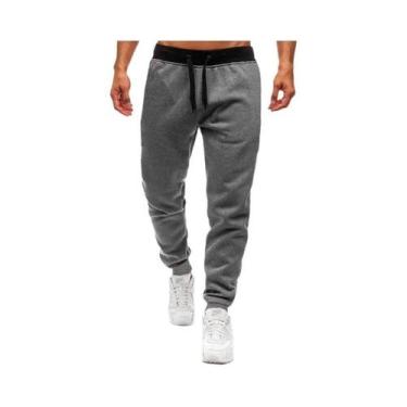 Imagem de Calças De Moletom Masculinas Forradas Com Fleece, Ajuste Solto Casual,