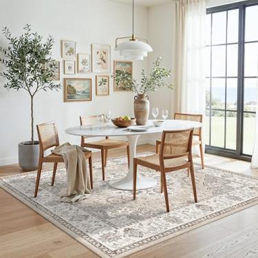 Imagem de Tapete quadrado de 1,8 m para sala de estar: tapetes orientais laváveis de 15 x 15 cm para quarto, sala de jantar, antiderrapante, entrada, cozinha, berçário, tapete, resistente à água, leve, para