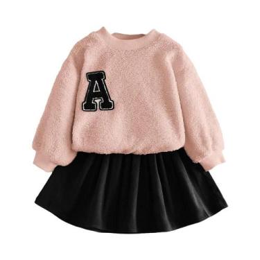 Imagem de Conjunto De Saia E Top De Plush Para Meninas De 3 a 7 Anos, Roupas De 