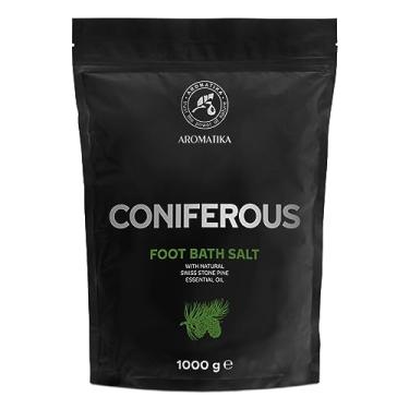 Imagem de Sal de banho para pés de coníferas 1000 ml - sal de banho para pedicure - aditivo para banho de pés com sal marinho natural - óleo essencial de pinheiro suíço - cuidados com os pés cansados - beleza