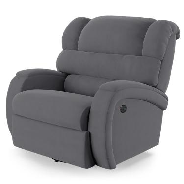 Imagem de Poltrona do Papai Reclinável Napoli Glider Giratória USB Veludo Cinza FH1 - D'Rossi