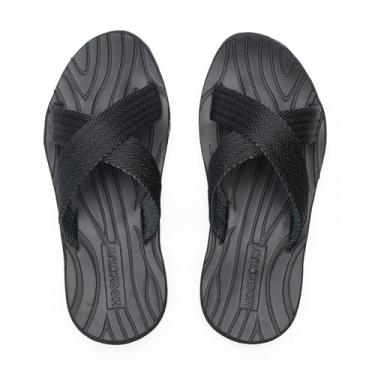 Imagem de MGGMOKAY Sandálias masculinas cruzadas confortáveis tanga masculina verão praia chinelo, Preto, 40