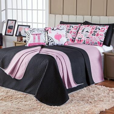 Imagem de Kit Cobre Leito Oriental Dupla Face Com Almofadas Queen 07 Peças