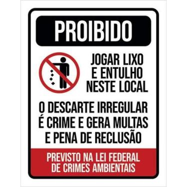 Imagem de Kit 10 Placas De - Proibido Jogar Lixo Lei Federal - Sinalizo
