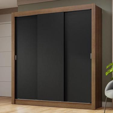 Imagem de Guarda-roupa Casal 3 Portas Correr Rustic/Preto Nobre