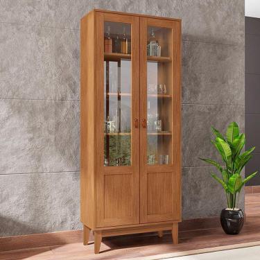 Imagem de Cristaleira Lyra Sala De Estar Com Pés De Madeira Maciça Cedro Cedro