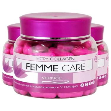 Imagem de Kit 3 Colágeno Femme Care Verisol Bovino Unilife 90 Cápsulas