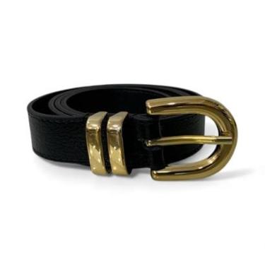 Imagem de Cinto Feminino em Couro Fivela Dourada 030 Marinho P-Feminino