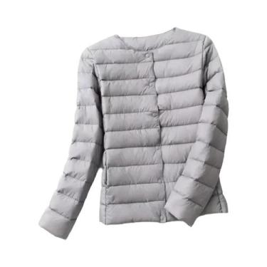 Imagem de Casaco Feminino Leve De Plumas Com Gola O Ou Gola V, Jaqueta Puffer Ac