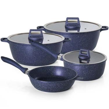 Imagem de Jogo De Panelas Antiaderente 4 Peças Graniflon Moda Do Chef Azul