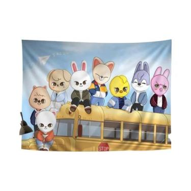 Imagem de Tapeçaria De Anime Kpop Stray Kids SKZOO, Decoração De Parede Hippie P