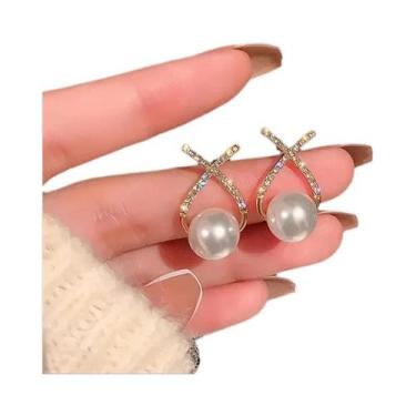 Imagem de Brincos De Diamante Com Cravos Cruzados Modernos Para Mulheres, 2 Peça