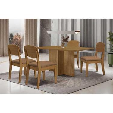 Imagem de Conjunto: Mesa Sala Jantar Berlim Curvo 120cm + 4 Cadeiras Havana Natu