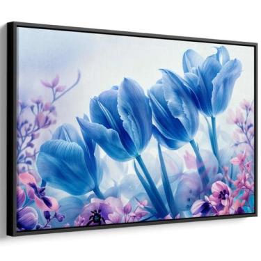 Imagem de Quadro decorativo Flores - Tulipas Azuis no Jardim dos Sonhos Eternos 