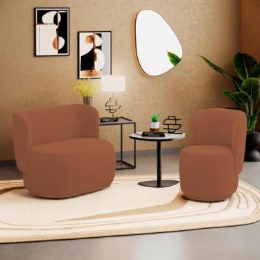 Imagem de Poltrona e Namoradeira Orgânica Molly Bouclê Terracota - Abmaza