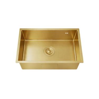 Imagem de Cuba Gourmet Cozinha 50x40 Completa Aço Inox 304 Escovado Dourada - Br