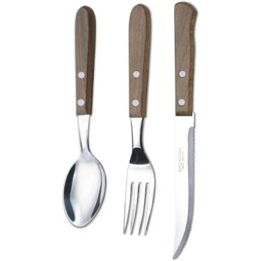 Imagem de Faqueiro com 24 peças - inox cabo de madeira