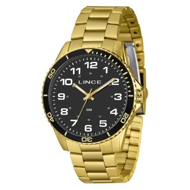 Imagem de Relógio LINCE masculino dourado preto MRGM053L46 P2KX
