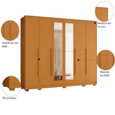 Imagem de Guarda Roupa Grande 6 Portas 6 Gavetas Com Espelho - Mais de Casa, Cin