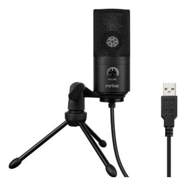 Imagem de Microfone Usb Fifine Condensador Cardióide Gamer Profissional Preto K6