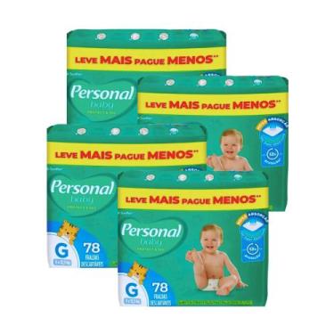 Imagem de KIT 4 PCT Fraldas Descartavel Personal Giga Tamanho G Com 78 Unidades
