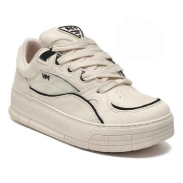 Imagem de Tênis Casual Feminino Marfim Preto Via Marte 367-001-01-Feminino