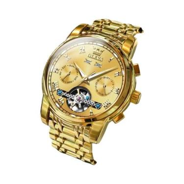 Imagem de Relógio Mecânico De Luxo Masculino OLEVS 6607 Automático Esqueleto Com
