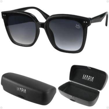 Imagem de oculos sol feminino praia proteção uv vintage casual + case preto acet
