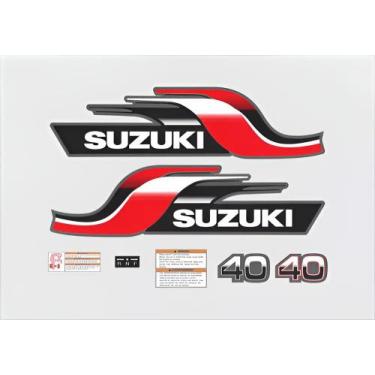 Imagem de Kit de Adesivos Suzuki 40 HP Compatível Motor de Popa