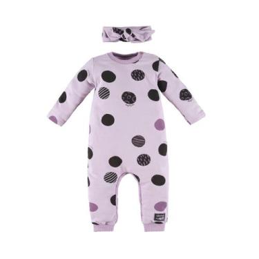 Imagem de Macacão Bebê Menina longo de Bolas com Faixa Lilás Up Baby, P