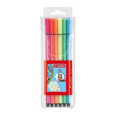 Imagem de Kit Caneta Pen 68 1.0mm 6 Cores Neon - Stabilo - Tendtudo