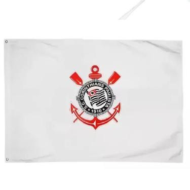 Imagem de Bandeira Oficial Do Corinthians 113x160cm Dupla Face 2,5 Panos - Branc