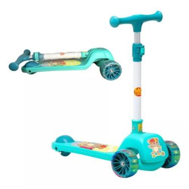 Imagem de Patinete Dobravel Infantil Ajustavel Até 50kg Urso Fofo Azul - DM Toys