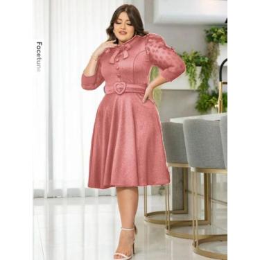 Imagem de Vestido Moda Feminina Rodado Manga 3/4 Social Jovem Novidade Festivida