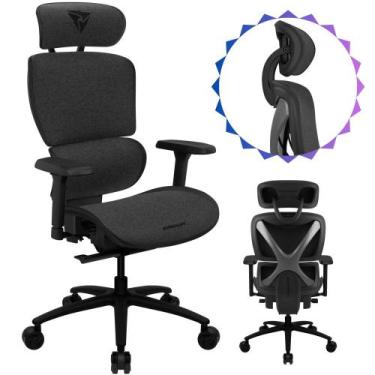 Imagem de Cadeira ThunderX3 Cinza Para Escritório Gamer Ergonômica Alto  Confort