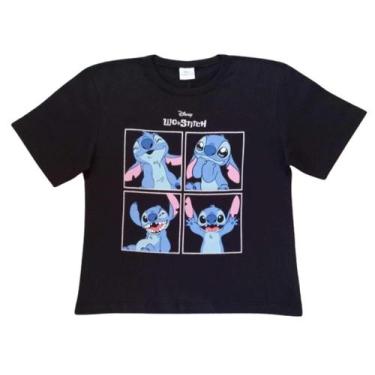 Imagem de T-Shirt Infantil Feminina Lilo & Stitch Fakini, Preto, 10