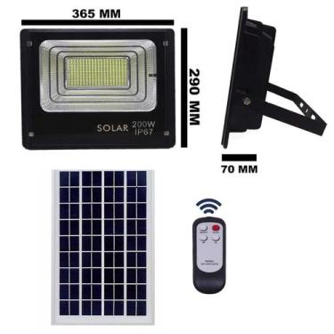 Imagem de Refletor holofote led solar smd 200w 6500k(branco frio)c/ placa - Vale