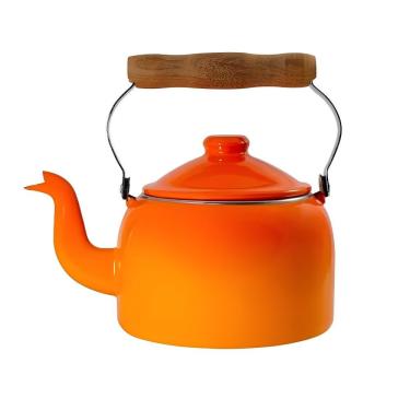 Imagem de Chaleira Tradicional Esmaltada 1,8L para Servir e Decorar Aço Especial Atóxico Laranja Ewel