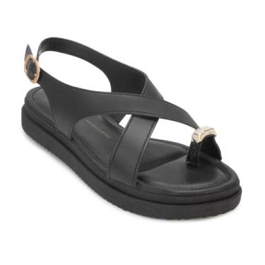 Imagem de Sandália Flatform PD Dakota DT25-Y9283, Preto, Dourado, 35