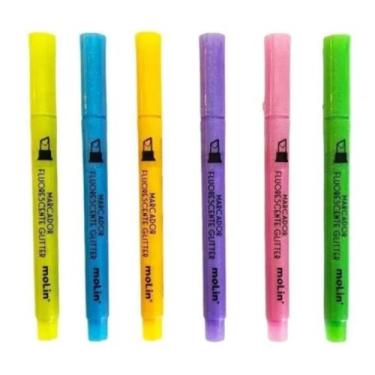 Imagem de Marca-Texto Fluorescente com Glitter - Molin, Laranja