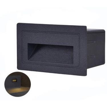 Imagem de Luminária Balizador Led Embutir Parede Escada Retangular - MGC, Preto