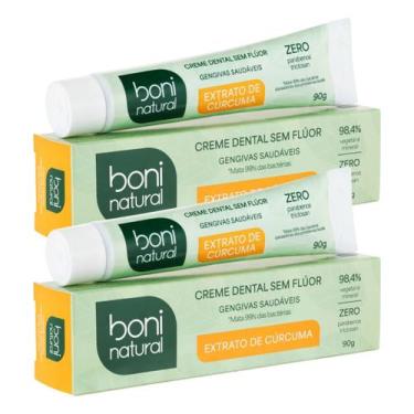Imagem de Kit 2 Creme Dental Boni Natural Hortela e Curcuma 90g